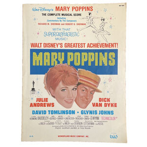 Mary Poppins Complete Musical Score Book Walt Disney Julie Andrews RARE VTG 1964